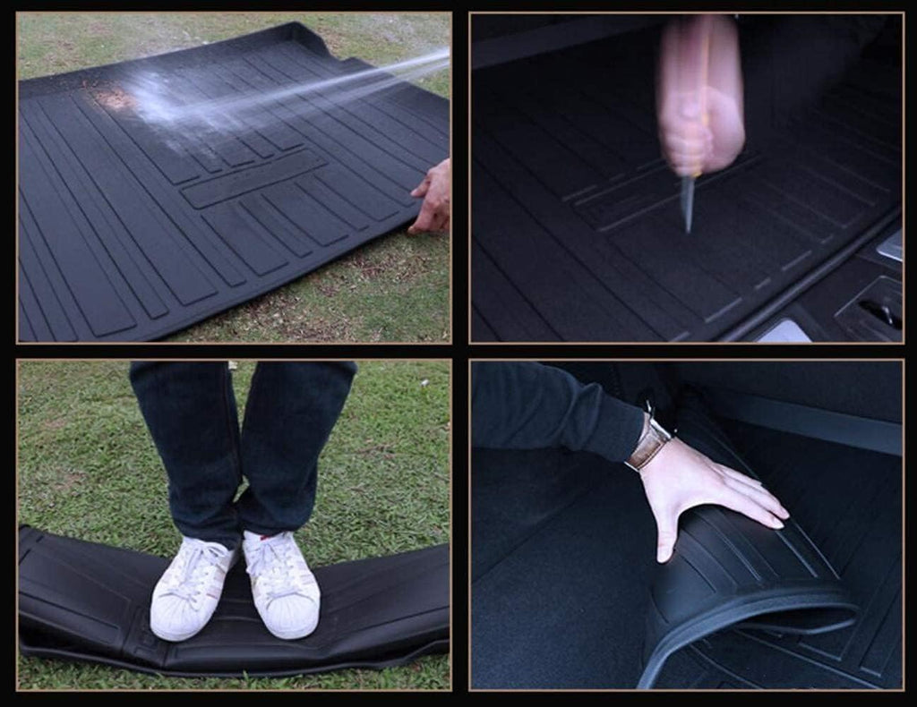 Black Heavy Duty Rubber Waterproof Rear Cargo Tray Trunk Floor Mat Protector Pack of 2 L273