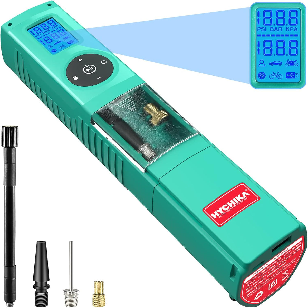 160PSI Portable Tire Inflator with Pressure Gauge, Dual Power Supply, LED Light, Pack of 2 M88286