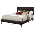 Brown Foam Solid Wood Leather Look Queen Size Bed E6165