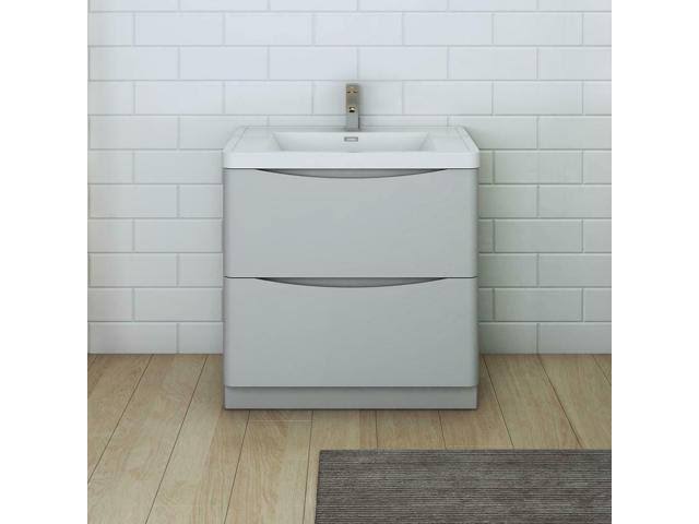 Glossy Gray Free Standing Bathroom Cabinet V59335