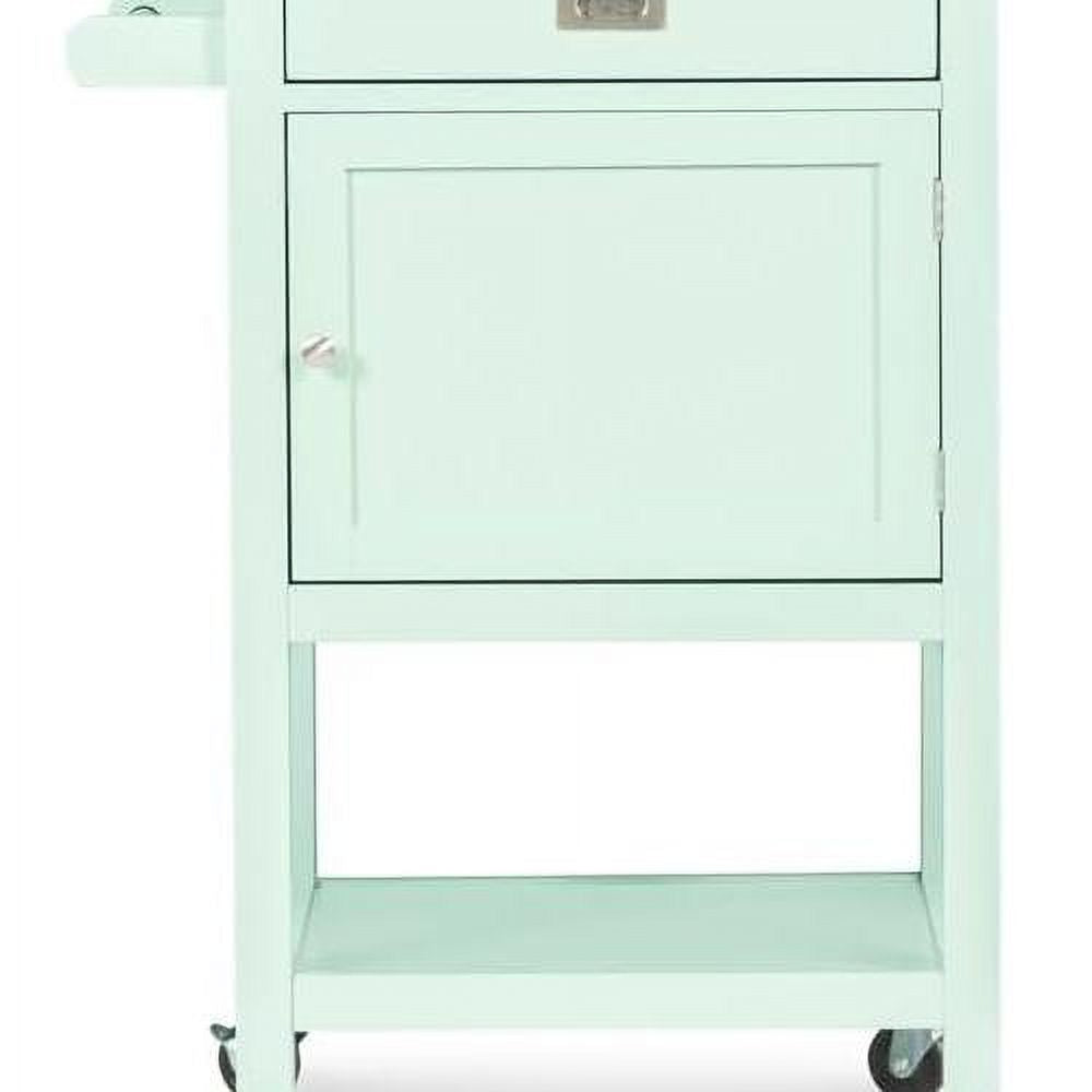 Mint Green Wood Kitchen Cart with Stainless Steel Top L54095