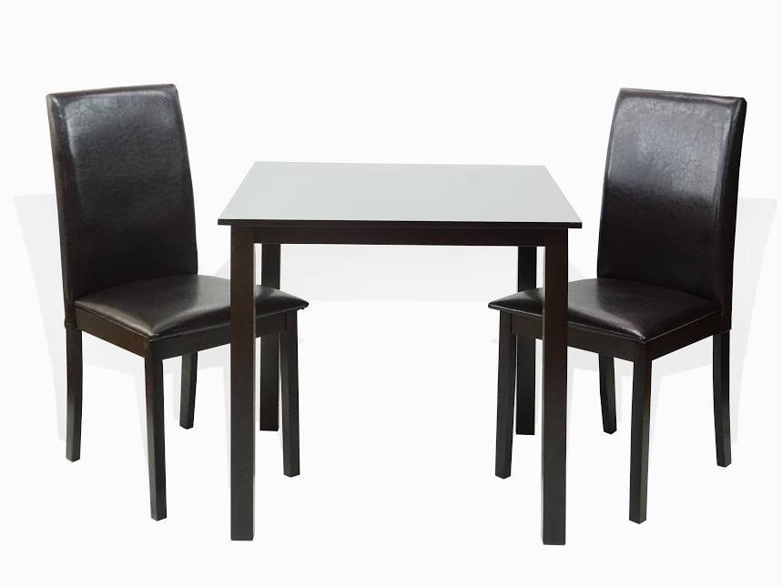 Classic Square Table and 2 Chairs Solid Wooden Espresso Brown M440726