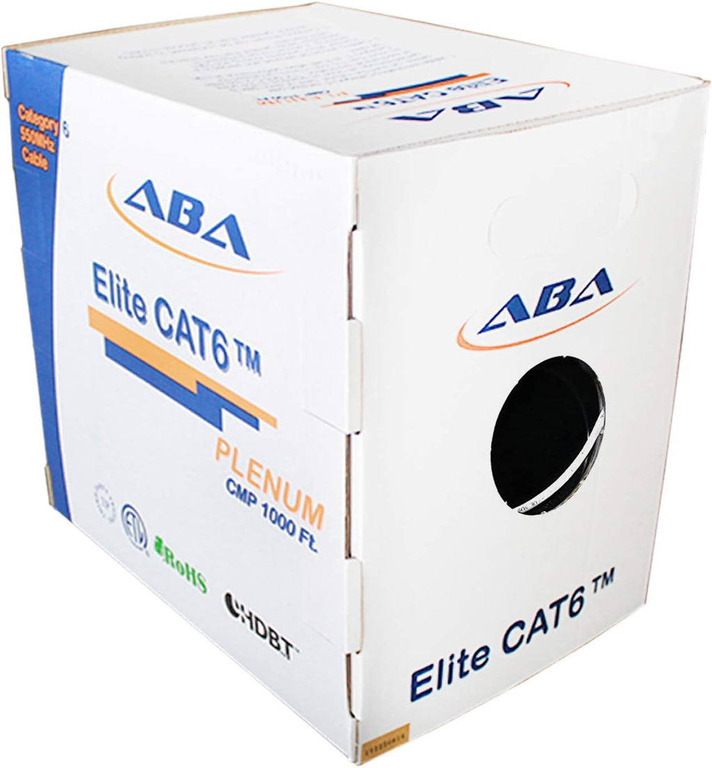 CAT6 Plenum (CMP) Ethernet Cable 1000ft, UTP 23AWG Solid Bare Copper, Blue S231371