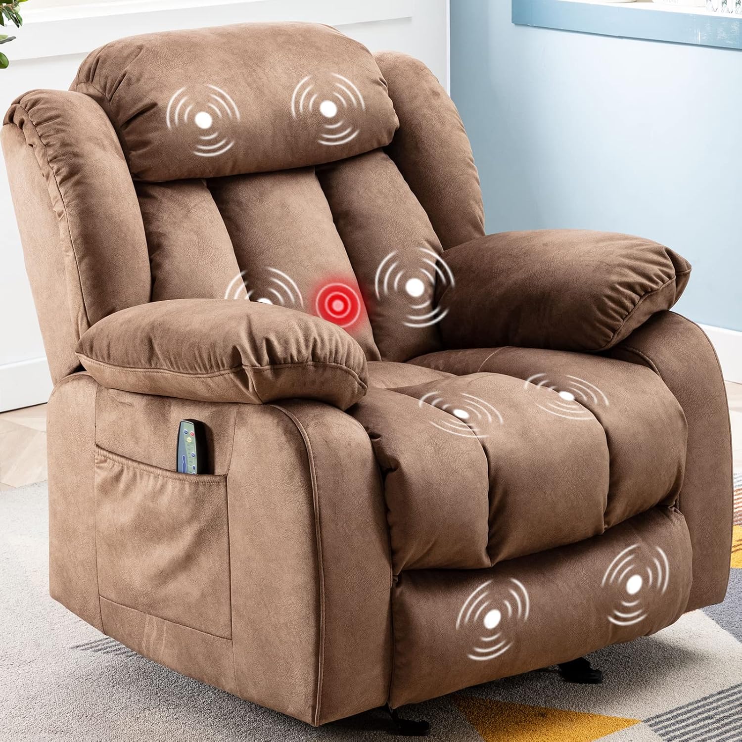 Brown Fabric Manual Rocker Recliner Single Sofa Q99573