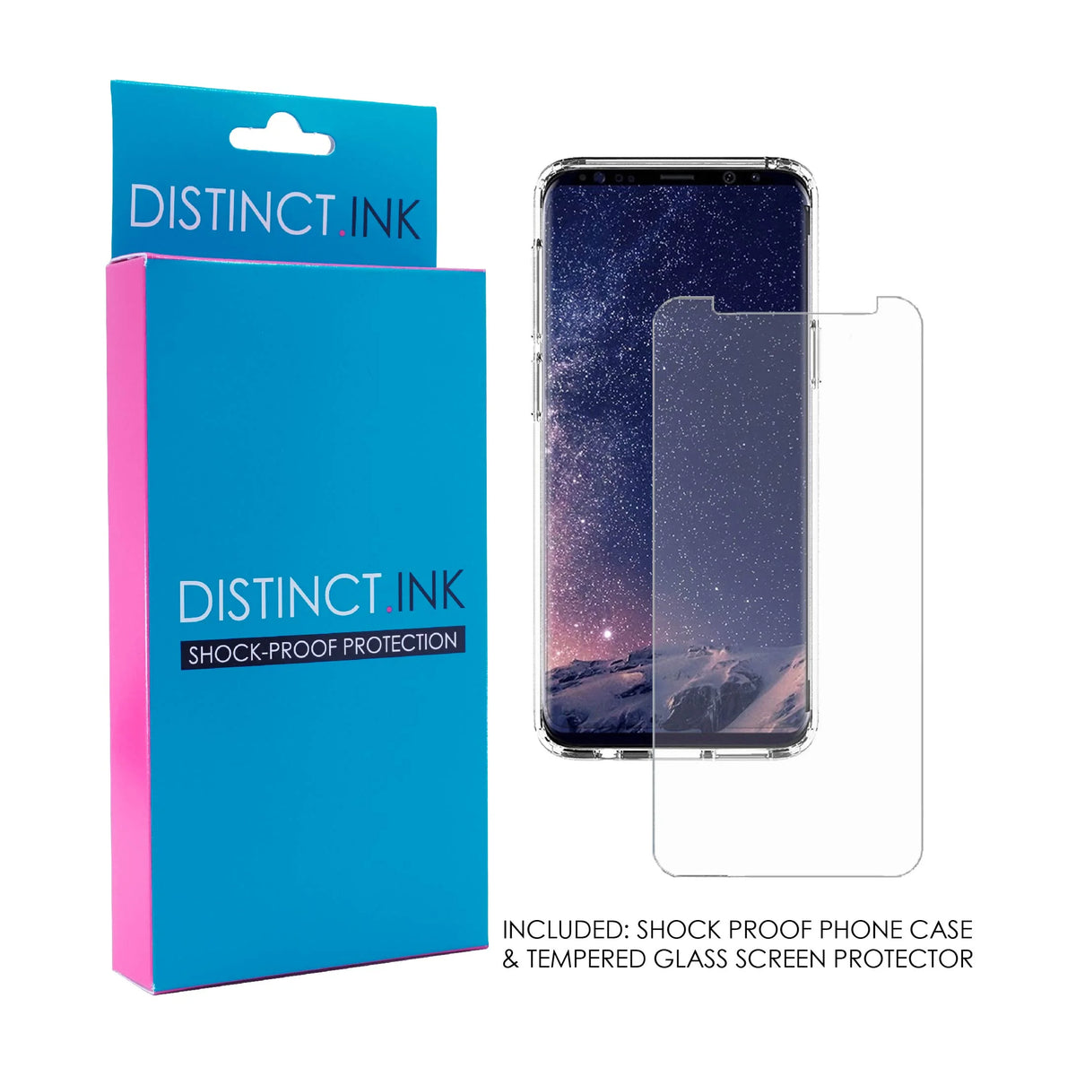 Clear Shockproof Hybrid Case for Samsung Galaxy S9 with Tempered Glass Screen Protector D67136