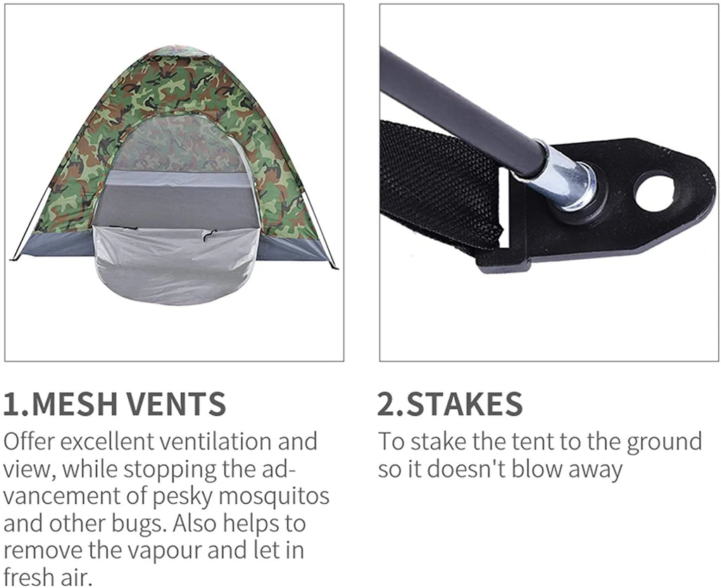 Camouflage Waterproof Dome Tent with Carry Bag X956658