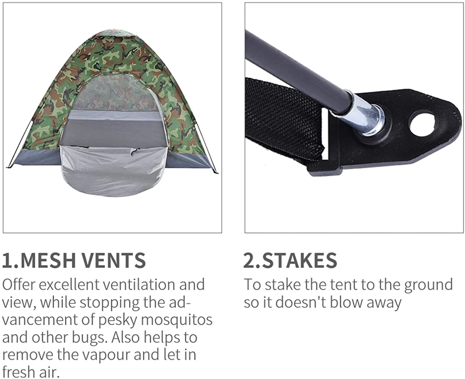 Camouflage Waterproof Dome Tent with Carry Bag X956658