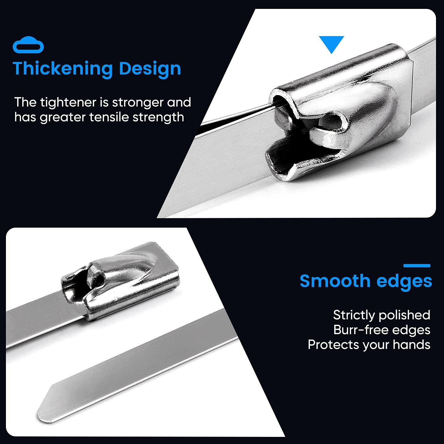 Metal Zip Ties, 100 Pcs 11.8 Inch, 304 Stainless Steel Cable Ties B1310