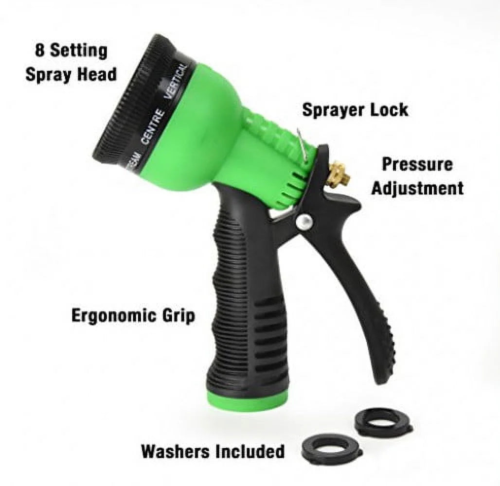 25 Feet Expandable Garden Hose with Brass End and 8 Function Spray Nozzle G636888