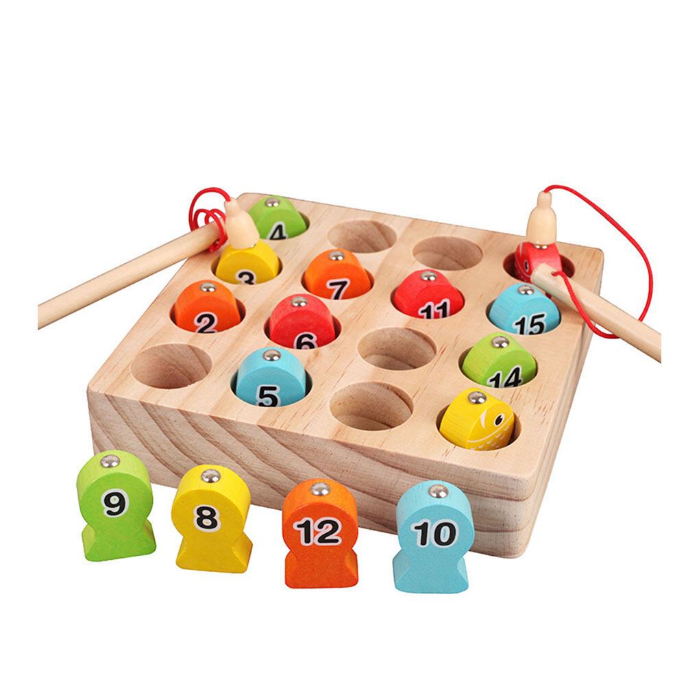 Wooden Magnetic Fishing Game Toy with Double Fishing Rod F60737