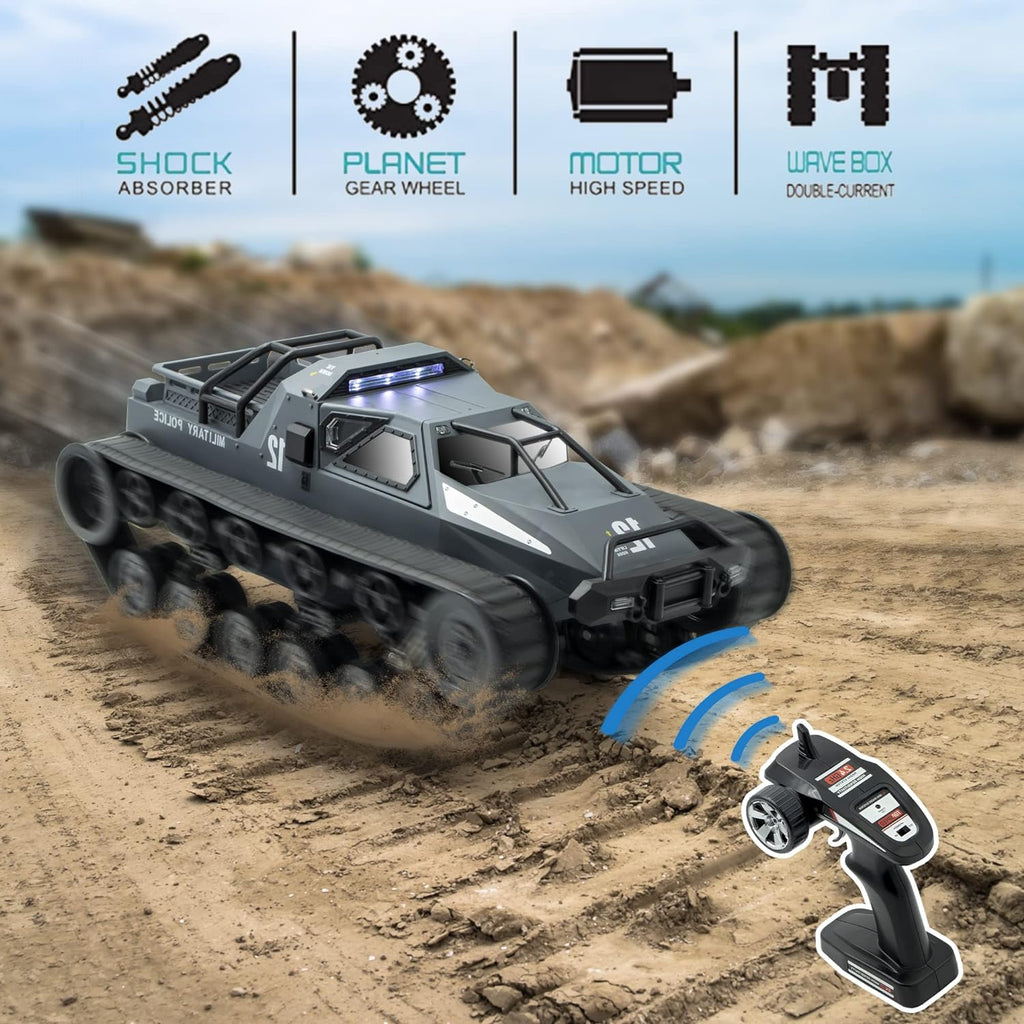 1:12 Remote Control Tank Toy 2.4Ghz All Terrain 4WD Rechargeable Battery L853103