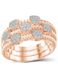 Rose Gold Over Silver Stackable Diamond Ring Set B722