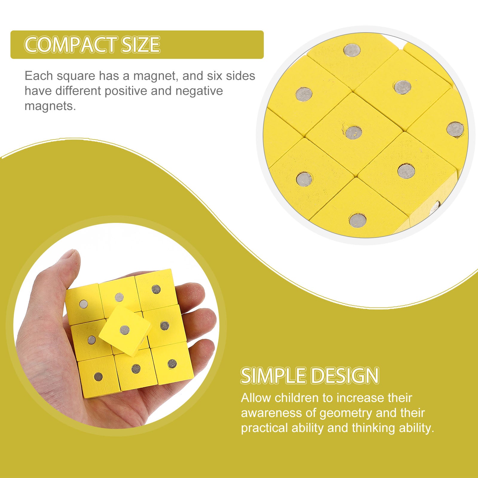 10 Pcs Magnetic Wooden Building Blocks Cube Toy C2465