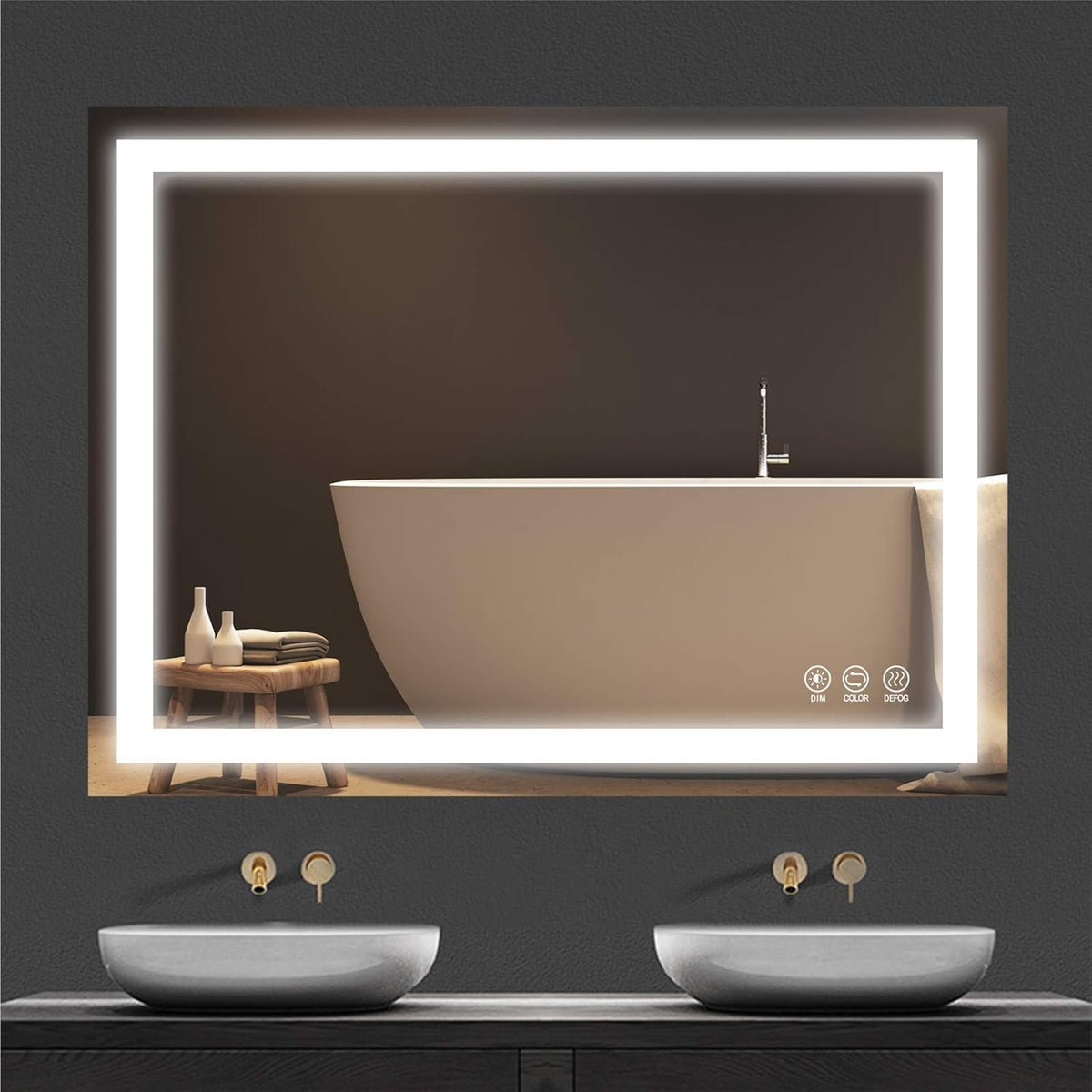 Wall Mounted LED Bathroom Mirror with Anti-Fog N158804