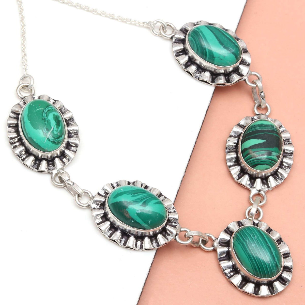 Malachite 925 Silver Necklace 20 in T58168