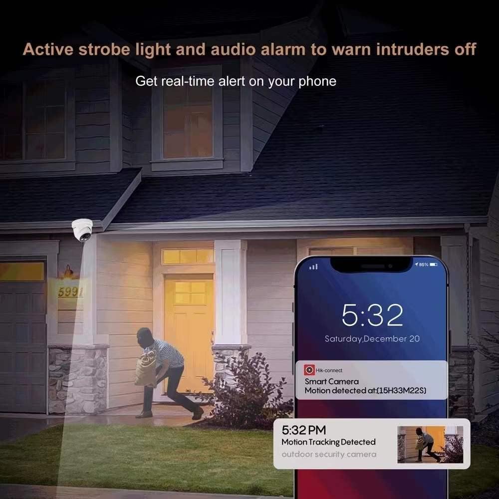 4K AcuSense Fixed Turret Network Camera with Strobe Light and Audible Warning I15031