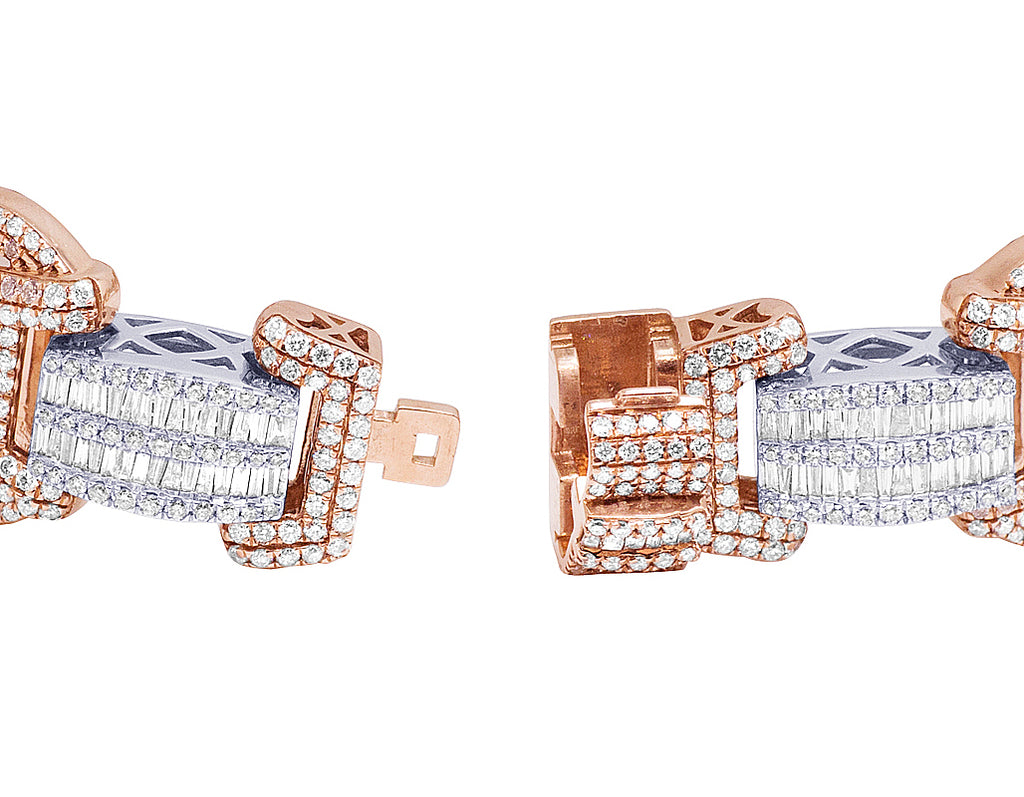 14K Rose White Gold Baguette Diamond Bracelet A368453