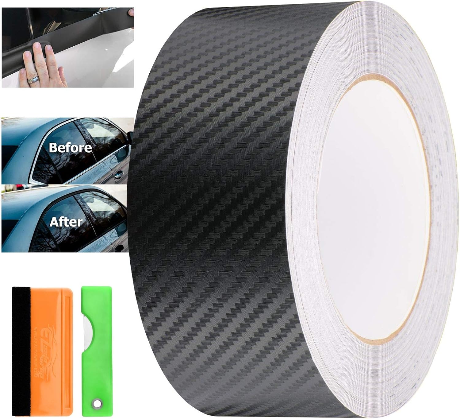 3D Carbon Fiber Black Vinyl Wrap Kit 2 x25Ft W132564