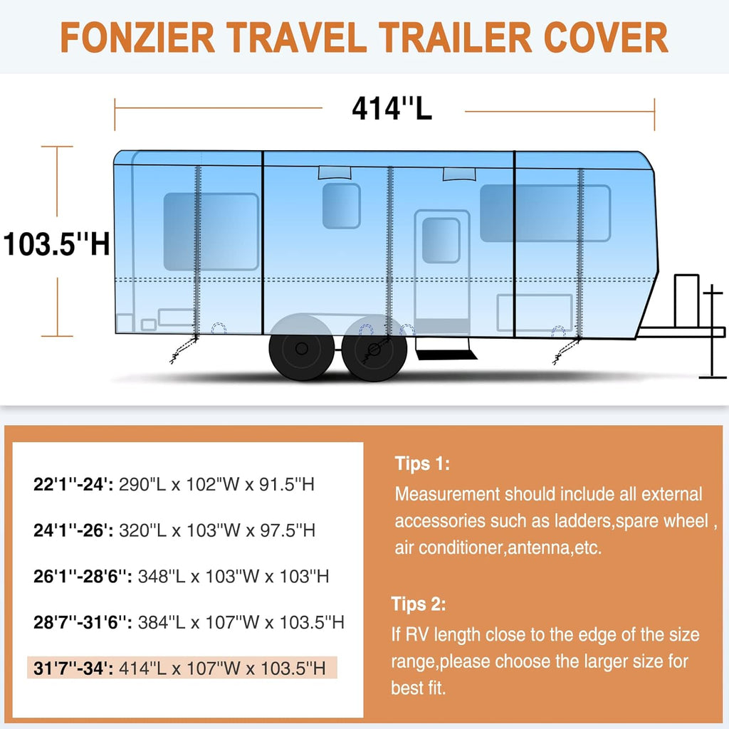 Heavy Duty 5 Layers RV Cover for 26'1 - 28' Motorhome with Gutter Spout Covers N9010