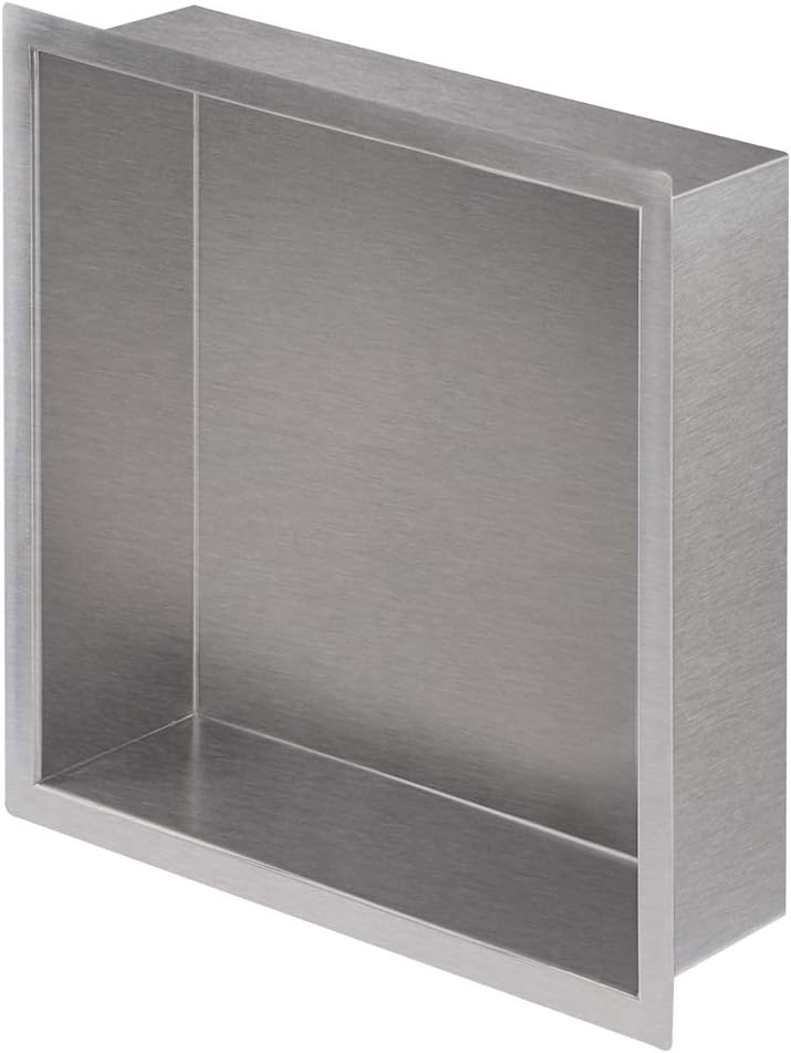 12×12 Brushed Stainless Steel Recessed Shower Caddy O649851