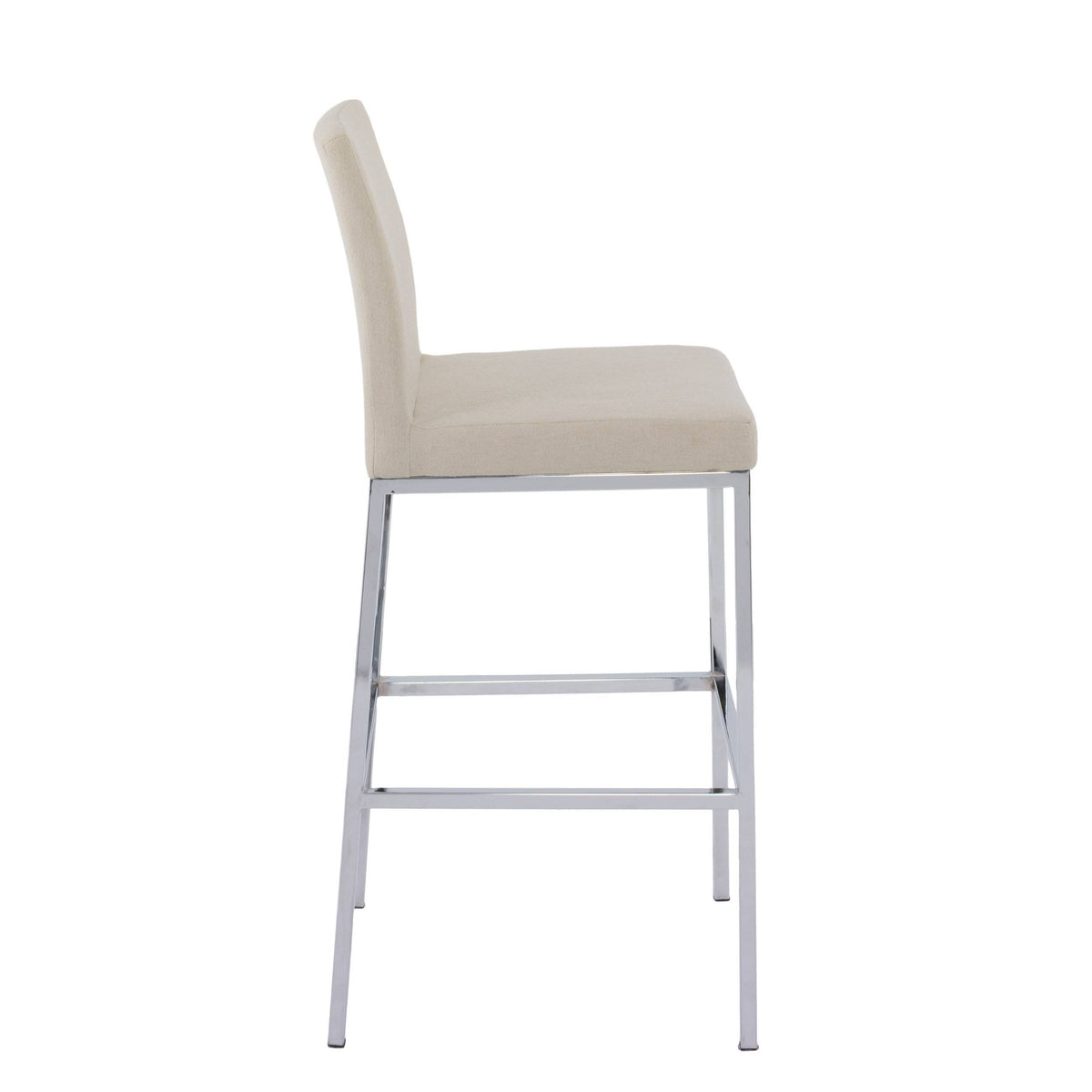 Beige Fabric Barstools with Chrome Legs Set of 2 V1961