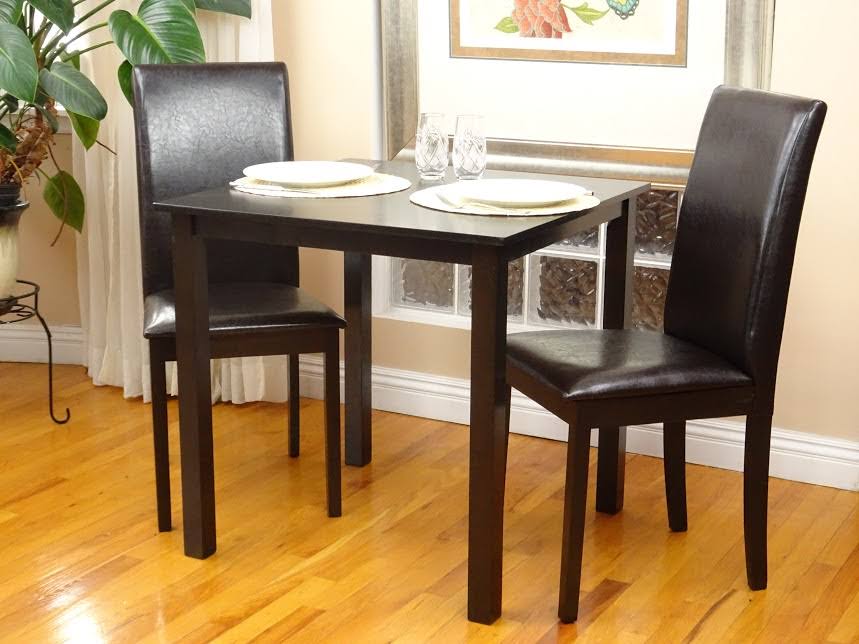 Classic Square Table and 2 Chairs Solid Wooden Espresso Brown M440726