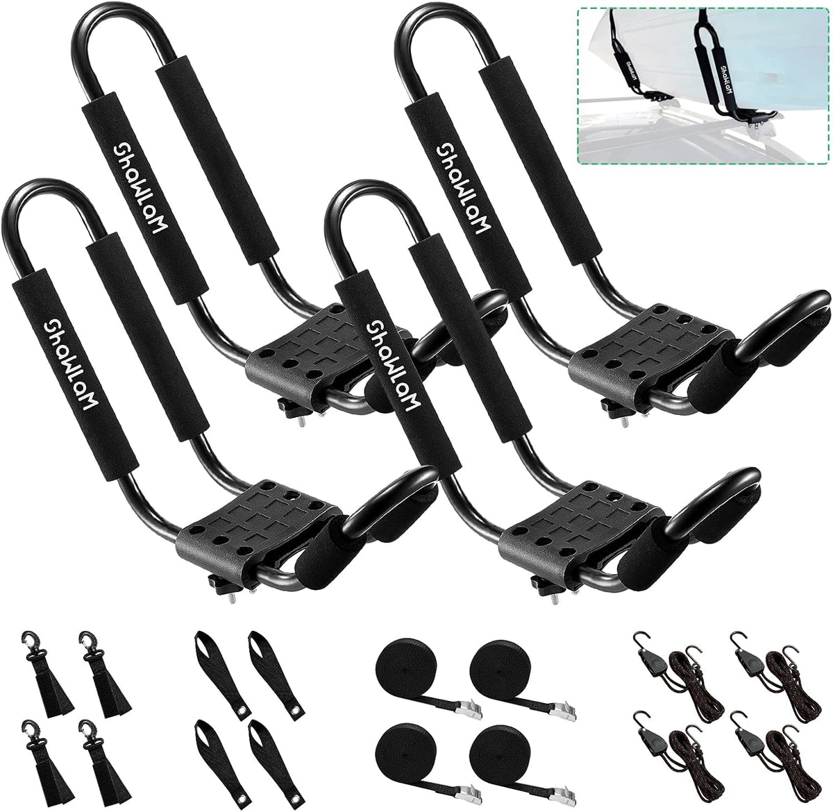 2 Pairs Universal HD Kayak Roof Rack for 2 Kayaks I74613