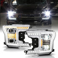 Chrome LED Tube Projector Headlights Set Left+Right H715