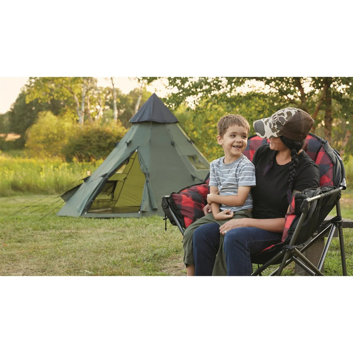 Oversized Folding Camping Chair with Padded Seats, 500-lb. Capacity V73688