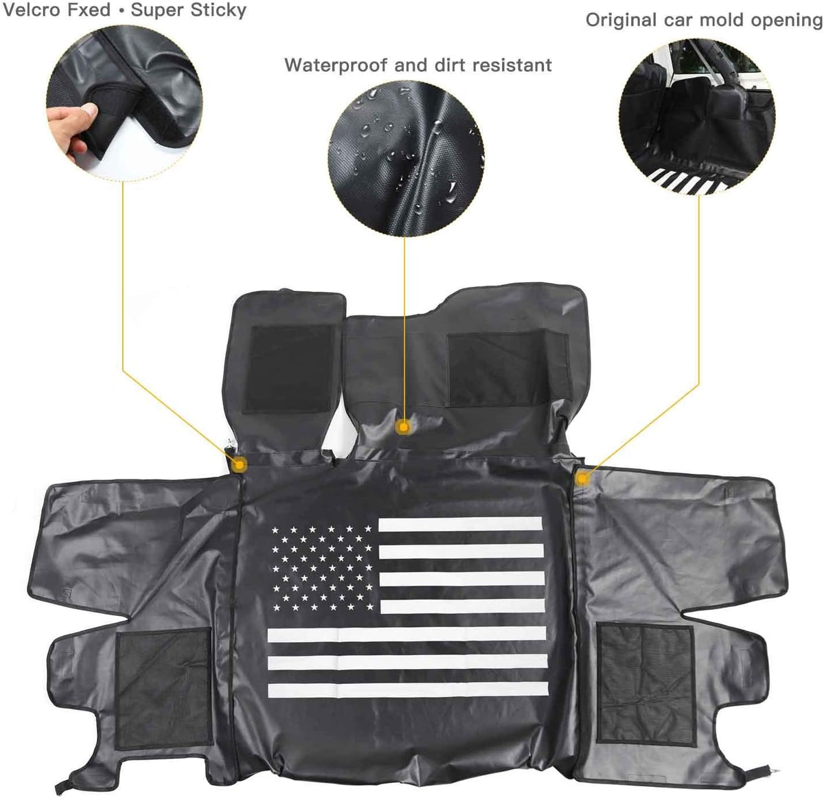 Waterproof Dog Cargo Cover Mat with Corner Protector Washable Durable Pet Trunk Cargo Liner (Black US Flag) G130