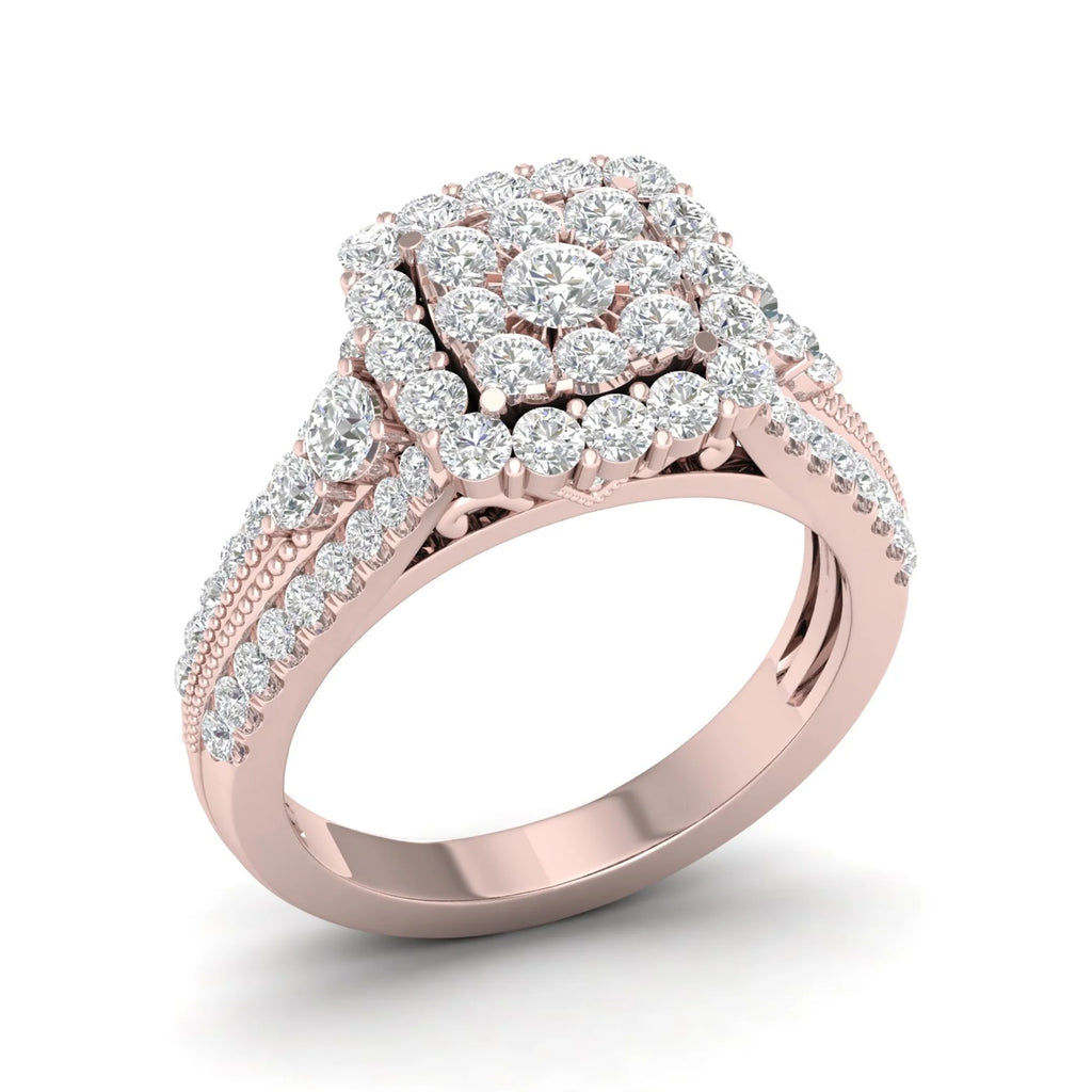 14K Rose Gold Diamond Cluster Engagement Ring O14747
