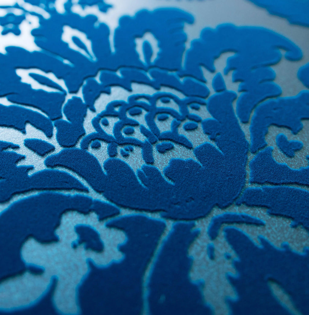 Shadow Blue Damask Wallpaper A824