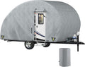 Teardrop Trailer Cover, Fit for 12' - 15' Trailers, Non-Woven 4 Layers Camper Cover with 2 Wind-proof Straps and 1 Storage Bag R622519
