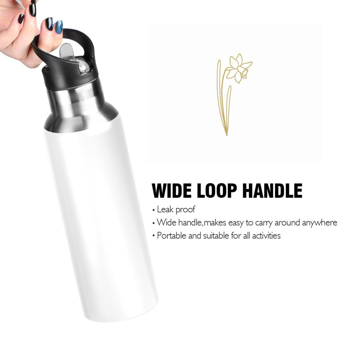 Stainless Steel Insulated Water Bottle with Straw Lid O127