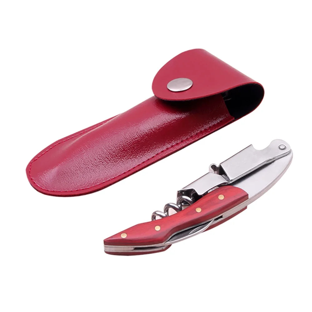 Red Leather Wine Bottle Opener O30626