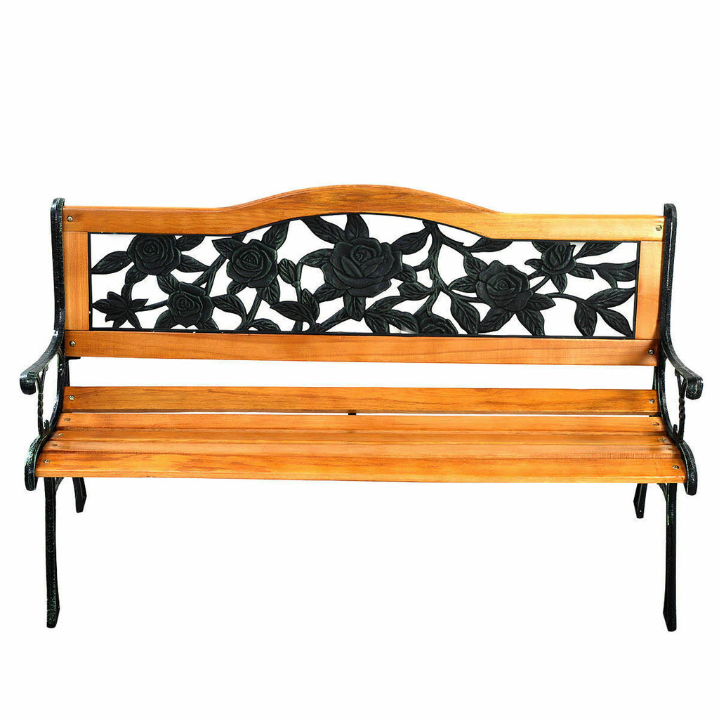 Cast Iron Hardwood Patio Bench O890441