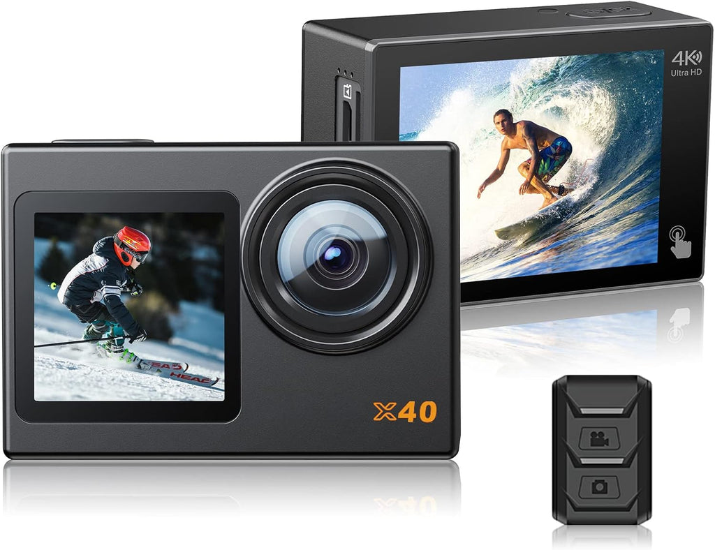 4K Waterproof Action Camera with 2 Batteries and Mounting Accessories Kit P72555