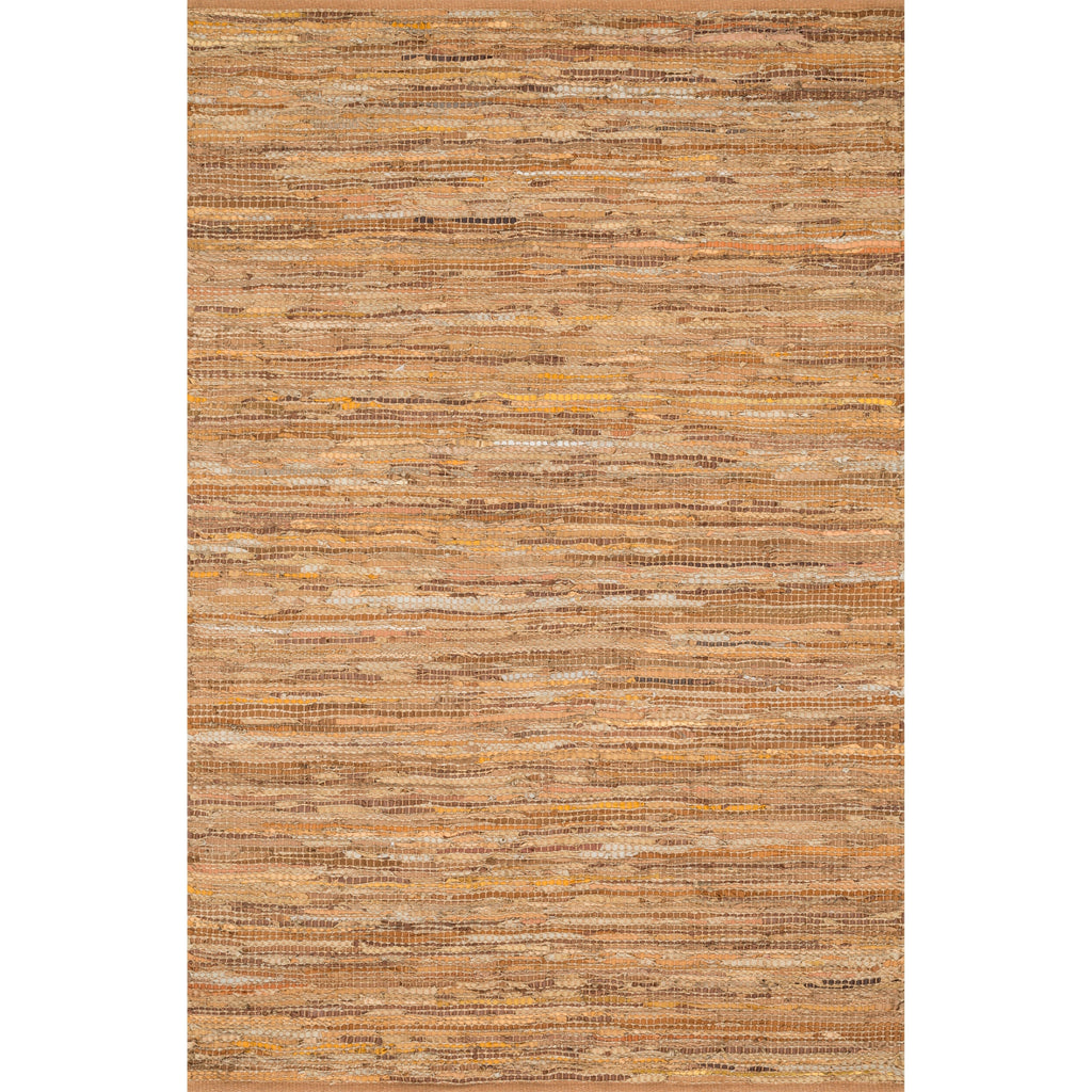 Farmhouse Jute and Leather Handwoven Area Rug Tan 5' x 7'6" Natural Fiber A68872