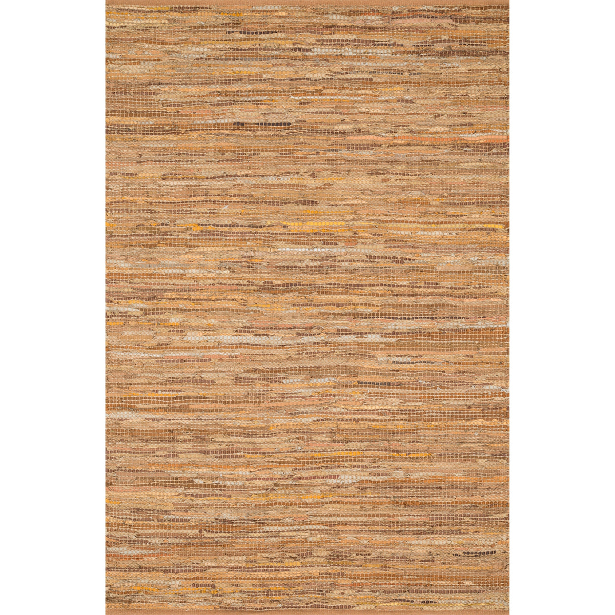 Farmhouse Jute and Leather Handwoven Area Rug Tan 5' x 7'6" Natural Fiber A68872