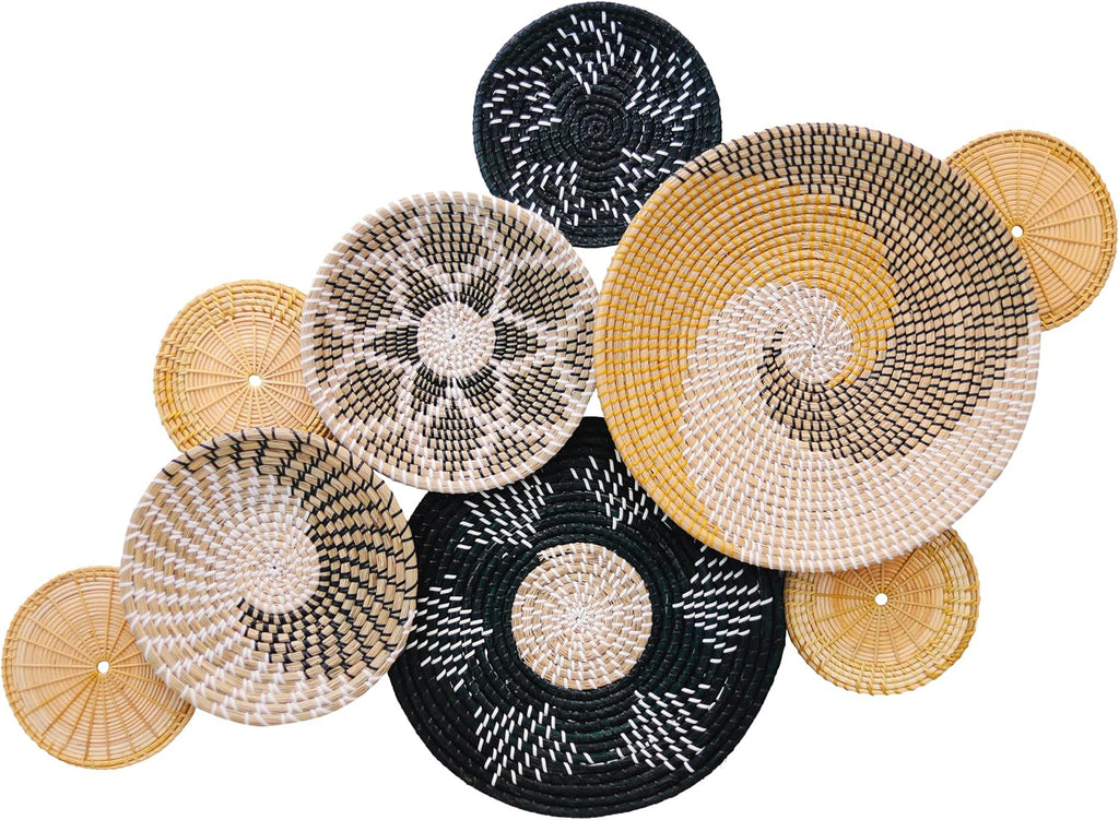 Set of 9 Seagrass Woven Wall Hangings T477