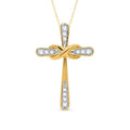 18K Yellow Gold Plated Diamond Cross Pendant Necklace W568