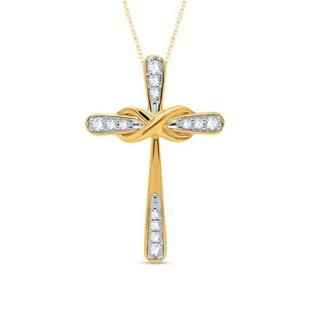 18K Yellow Gold Plated Diamond Cross Pendant Necklace W568