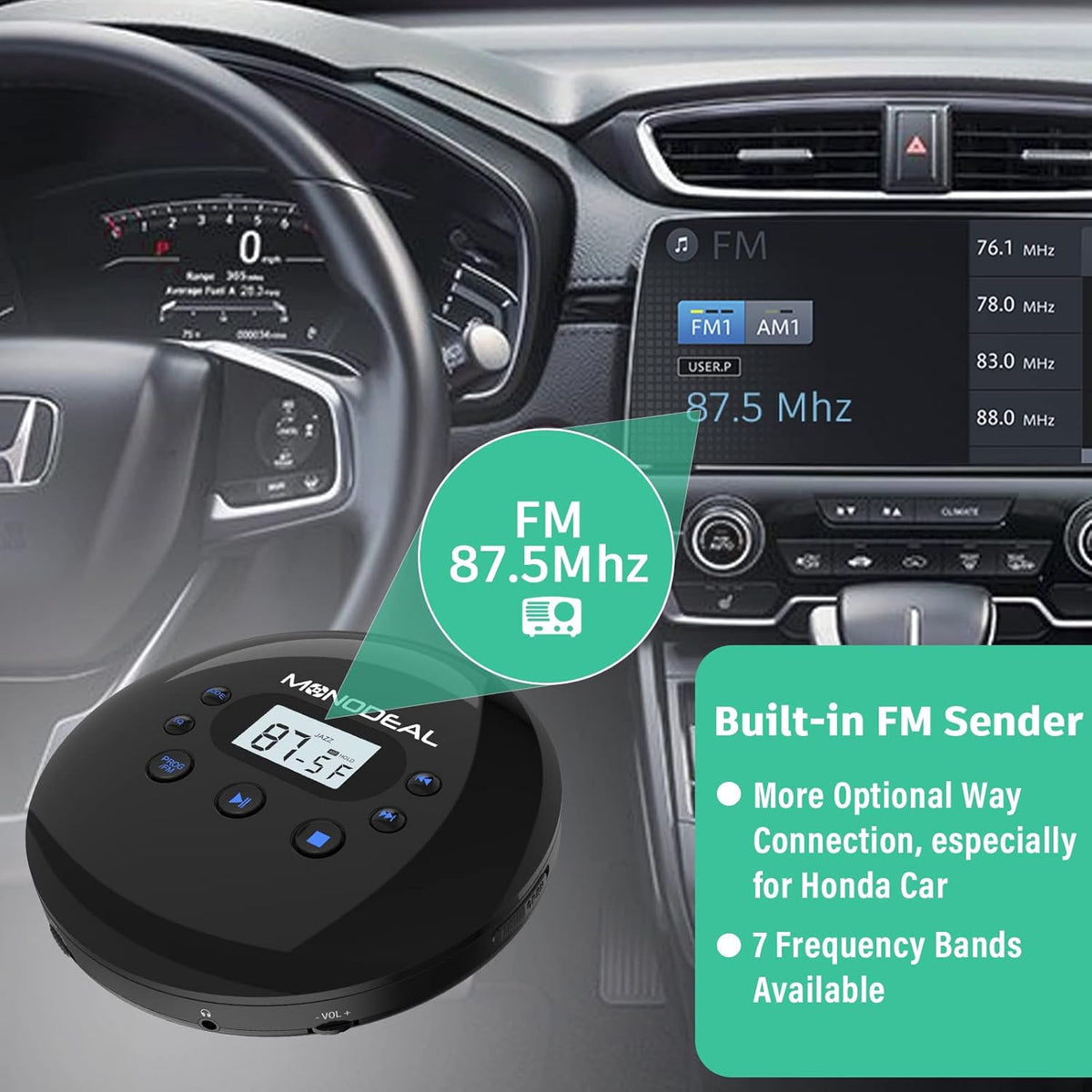 Portable CD Player with FM Transmitter, Anti-Skip Protection, Headphones, Pack of 2 N219493