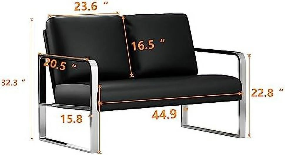 Faux Leather Loveseat Sofa with Padded Cushion X63585