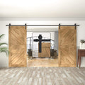 5FT Sliding Barn Door Hardware Kit for Double Doors, Black, Pack of 2 P608756