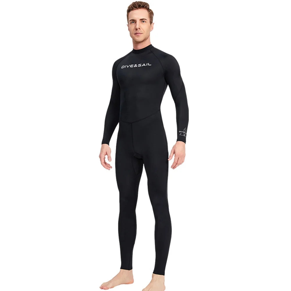 Men One Piece Swimsuit with Back Zipper Quick Dry Long Sleeve Surf Suit E24365