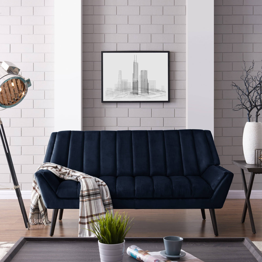 Navy Blue Velvet Sofa O769