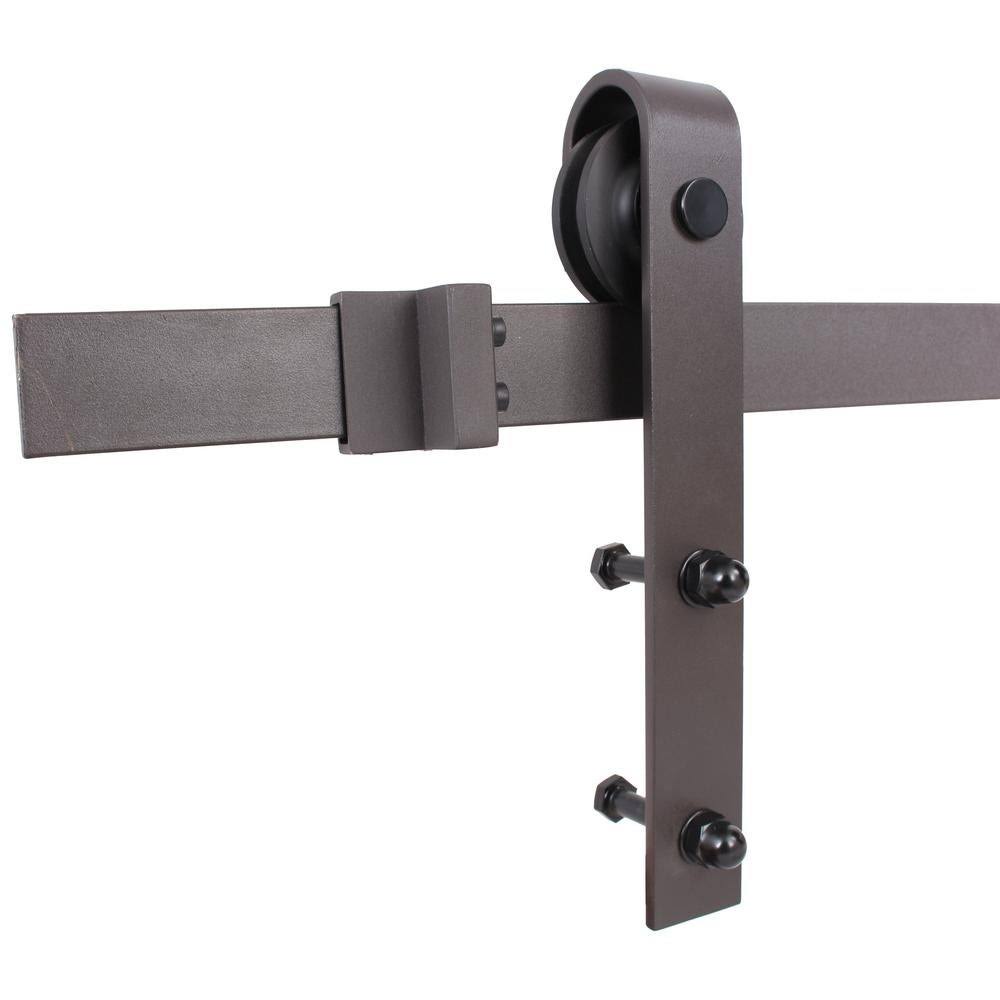 Charcoal Black Stained Wood Interior Sliding Barn Door with Hardware Kit F6973