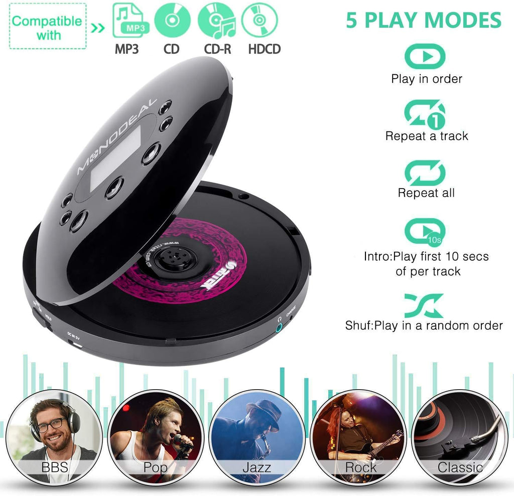 Portable CD Player with Headphones, Anti-Skip, Pack of 2 Z36396