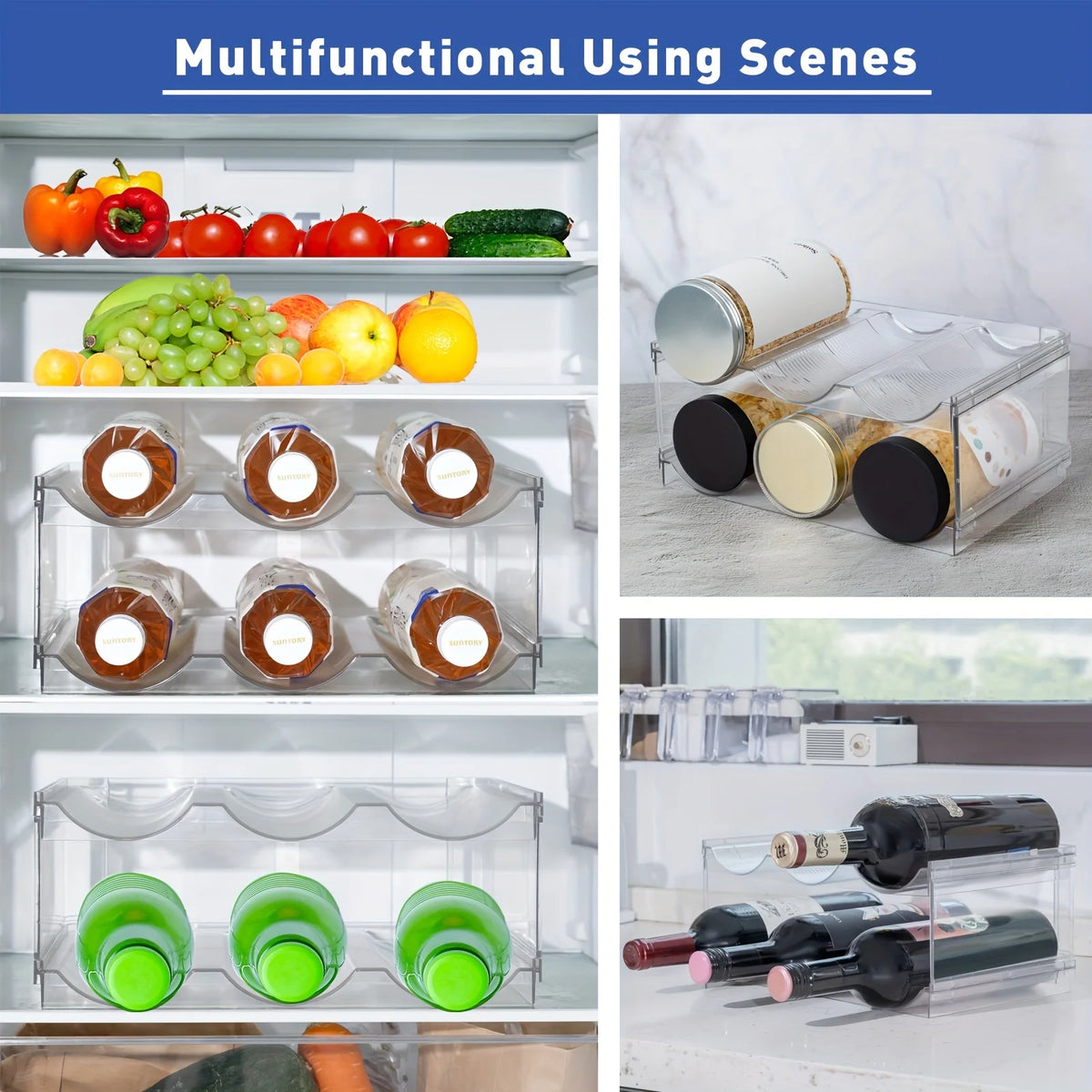 Clear Stackable Water Bottle Organizer - 4 Layers Plastic Holder P22411